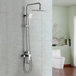 DELONG帝朗 全铜浴室淋浴手持花洒套装方形超薄顶喷空气增压节水