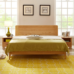 光明家具 全实木床1.8红橡木床北欧现代简约卧室实木家具双人床