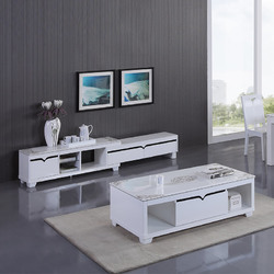 掌上明珠家居 大理石茶几1.9米可伸缩电视柜组合小户型客厅2件套