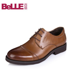 Belle/百丽专柜同款牛皮男单鞋圆头系带商务正装男鞋3UX01CM5