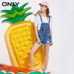 【满400减40】ONLY夏季新款磨破韩版背带牛仔裤女|11727N505