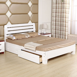 实木双人床1.8米简约现代1.5单人床松木储物儿童木床1.2m欧式定制