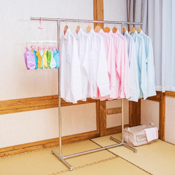 奥鹏不锈钢晾衣架落地单杆式简易卧室内置地挂晒衣服被架阳台加厚
