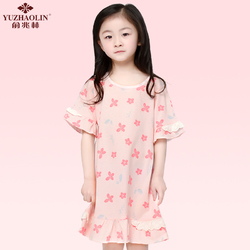 俞兆林女童睡裙夏季新款棉质儿童睡衣女孩短袖中大童装宝宝家居服