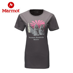 marmot/土拨鼠春夏户外女士轻薄透气棉质圆领短袖品牌T恤Q58580