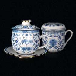 【玉泉】青花珐琅彩描金骨瓷杯 茶具 茶杯陶瓷精美礼品包邮