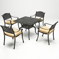 蔻蔻 室外美式铸铝实心桌椅五件套组合庭院休闲户外桌椅铁艺家具