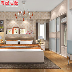 尚品宅配 定制衣柜简约现代卧室推拉门整体衣柜定做开放式衣帽间