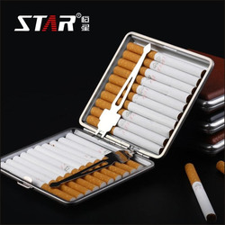 STAR恒星超薄20支装男士香菸烟盒个性创意自动金属皮质16支烟盒男