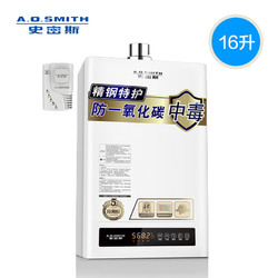 A．O．Smith/史密斯 16升TM 燃气热水器 家用天然气 AO防煤气中毒