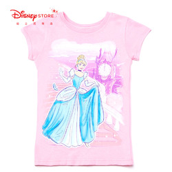 迪士尼商店 灰姑娘印花儿童圆领半短袖T恤女童夏装