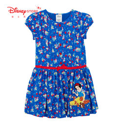 迪士尼商店 白雪公主蓝色碎花儿童短袖圆领连衣裙女童夏季裙子