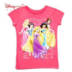迪士尼商店 公主系列粉红儿童圆领短袖T恤女童夏装