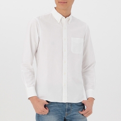 无印良品 MUJI 男式 棉水洗 牛津纽扣领衬衫