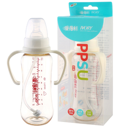 爱得利PPSU奶瓶标口径宝宝带柄带吸管婴儿塑料300mL奶瓶防摔Y1040
