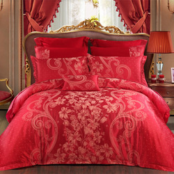 水星家纺婚庆四件套大红床单被套粉色婚庆床上用品喜庆百合热恋
