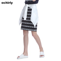 ochirly欧时力新女装撞色印花高腰包臀裙半身裙1JY2072660