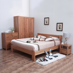 青岛一木简约现代全实木床1.8米橡木床1.5北欧双人床田园卧室家具