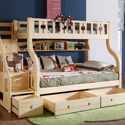 多喜爱儿童高低床 纯实木松木儿童子母床双层床梯柜抽屉床
