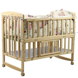 HOPE欧式新生儿婴儿床实木白色童床摇篮床BB宝宝床可选无漆带蚊帐