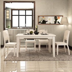 餐桌 一桌六椅家用现代简约4人长方形小户型经济型餐桌椅组合QX1