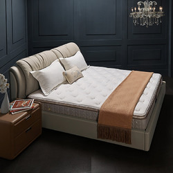 雅兰卧室套餐 1.8m真皮软床乳胶床垫 圣菲皮艺床+ 深宁境床垫