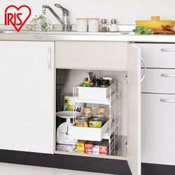 爱丽思IRIS 厨房多功能落地可伸缩置物架水槽下带隔板收纳架子