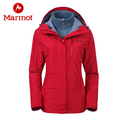 marmot/土拨鼠户外防风防水透气女式休闲保暖三合一冲锋衣J45670