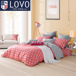 LOVO家纺全棉四件套特价纯棉床单被套床上用品 罗莱生活旗下品牌