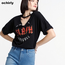 【聚】ochirly欧时力镂空印花短袖T恤1JH2024700