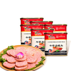 鹰金钱午餐肉罐头食品340g*5火锅三明治配菜即食猪肉速食肉制品