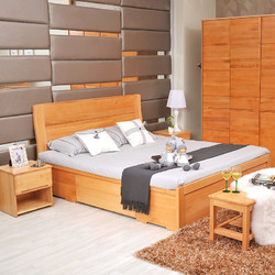 青岛一木实木床 1.8米双人床 榉木简约箱体床 储物高箱大床