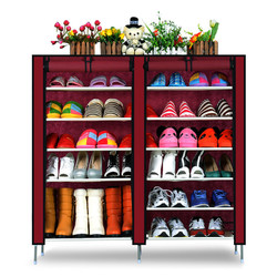 特价简约鞋架鞋柜双排现代中式组装经济型门厅储物无纺布多功能