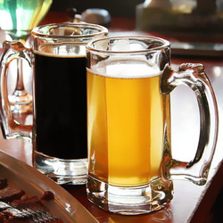 青苹果 创意啤酒杯透明玻璃菠萝杯带把加厚酒杯泡茶杯耐热玻璃杯
