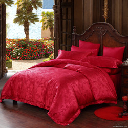 博洋家纺结婚庆四件套大红色床上用品欧式全棉纯棉床单被套2.0m床