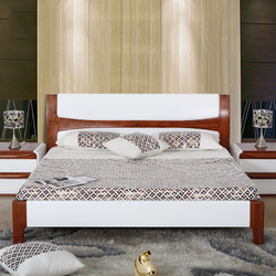 光明家具 水曲柳床1.8米全实木床 卧室实木家具简约现代双人床