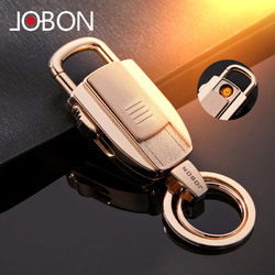 jobon中邦USB电子充电打火机防风超薄金属创意个性钥匙扣打火机