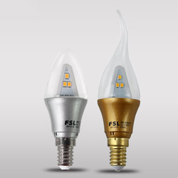 FSL佛山照明 LED灯泡E14螺口蜡烛灯尖泡拉尾泡3W家用水晶灯光源