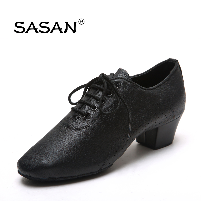 男成人拉丁鞋软底牛皮正品SASAN现货摩登广场舞蹈鞋交谊拉丁舞鞋