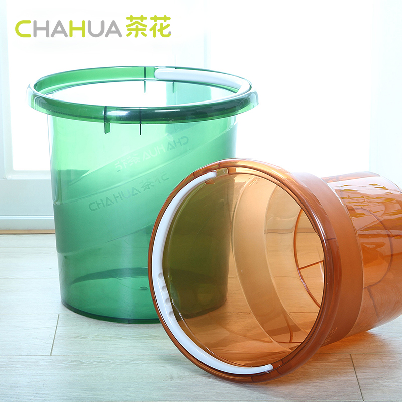 茶花透明加厚塑料水桶拖把桶宽边提手大号桶洗车桶大号2个装15.9L
