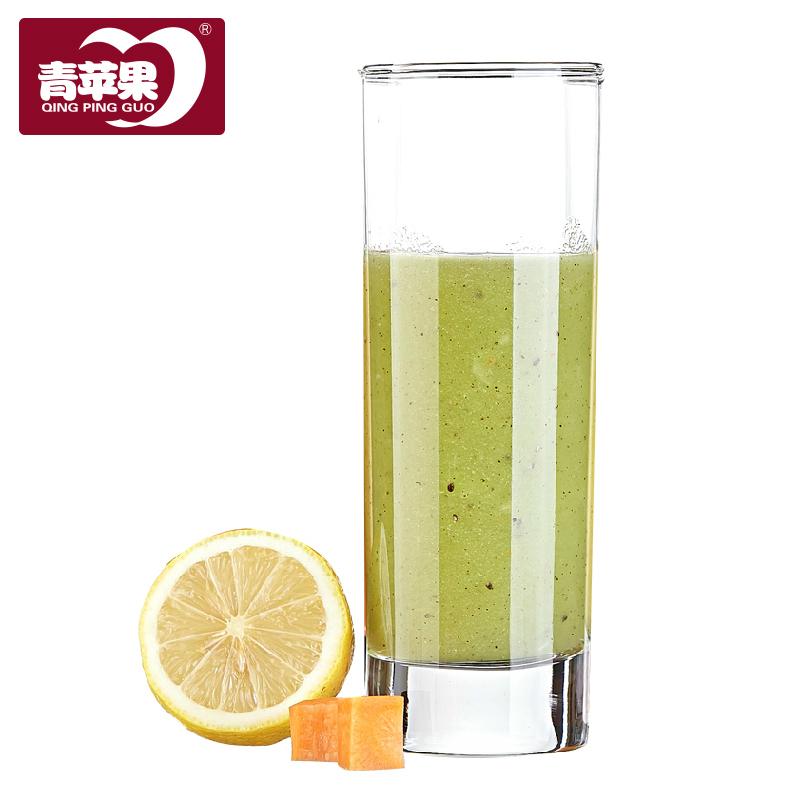 青苹果透明玻璃直升杯家用水杯果汁杯饮水杯喝水泡茶杯240ml6只装