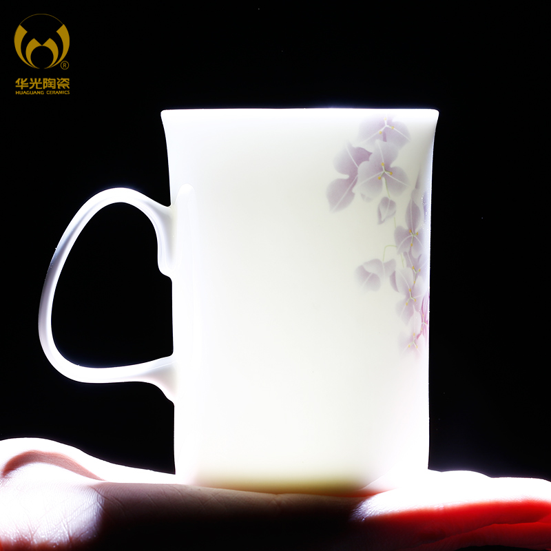 华光陶瓷 骨瓷水杯茶杯具 英式咖啡杯 高温釉中彩杯子 英直杯
