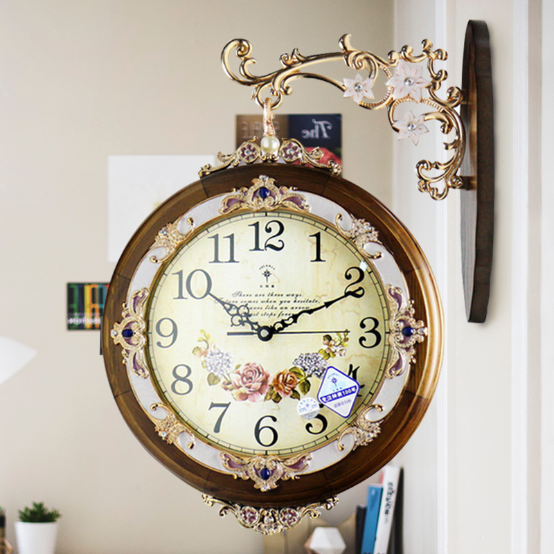 北极星欧式挂钟客厅创意双面挂钟现代简约时尚静音两面挂表石英钟