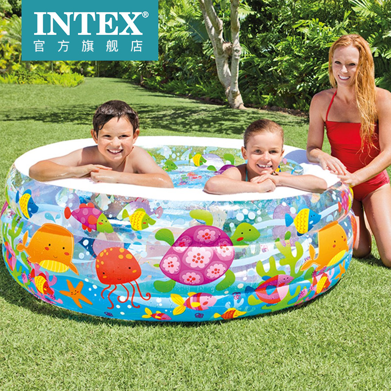 INTEX充气游泳池 儿童宝宝婴儿游泳池 家用 加大 加厚海洋泳池