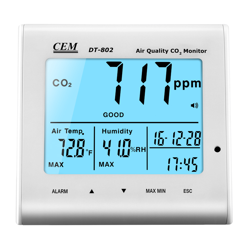 CEM华盛昌二氧化碳检测仪温湿度检测室内空气质量检测仪DT-802D