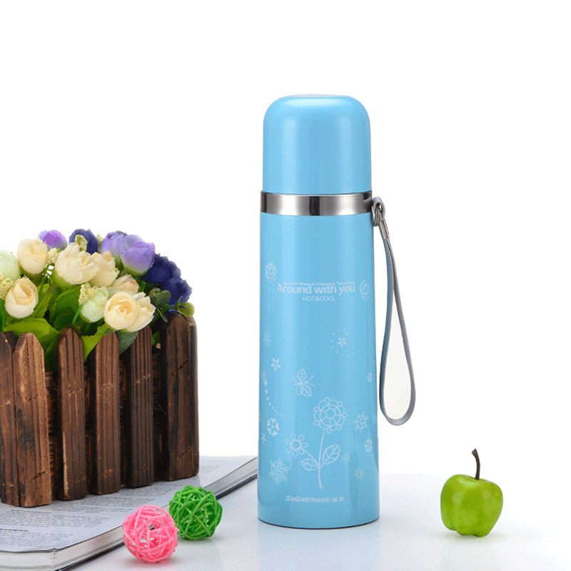 雄泰不锈钢子弹头保温杯女士带盖水杯创意便携学生可爱杯子500ml