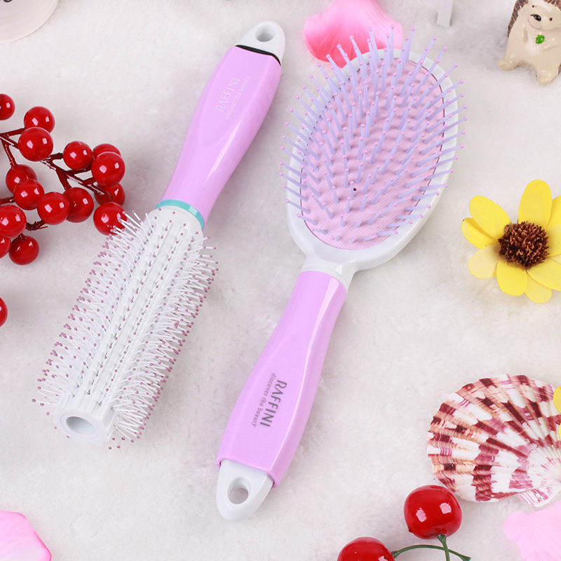 瑞芙妮珠光气囊梳 卷发梳 美发工具2件套 气垫按摩梳 粉紫色梳子