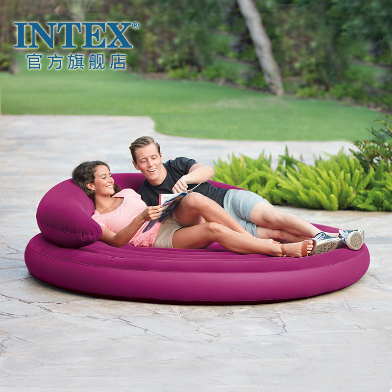 INTEX 书房沙发床圆形可折叠双人充气沙发单人多功能简易懒人沙发