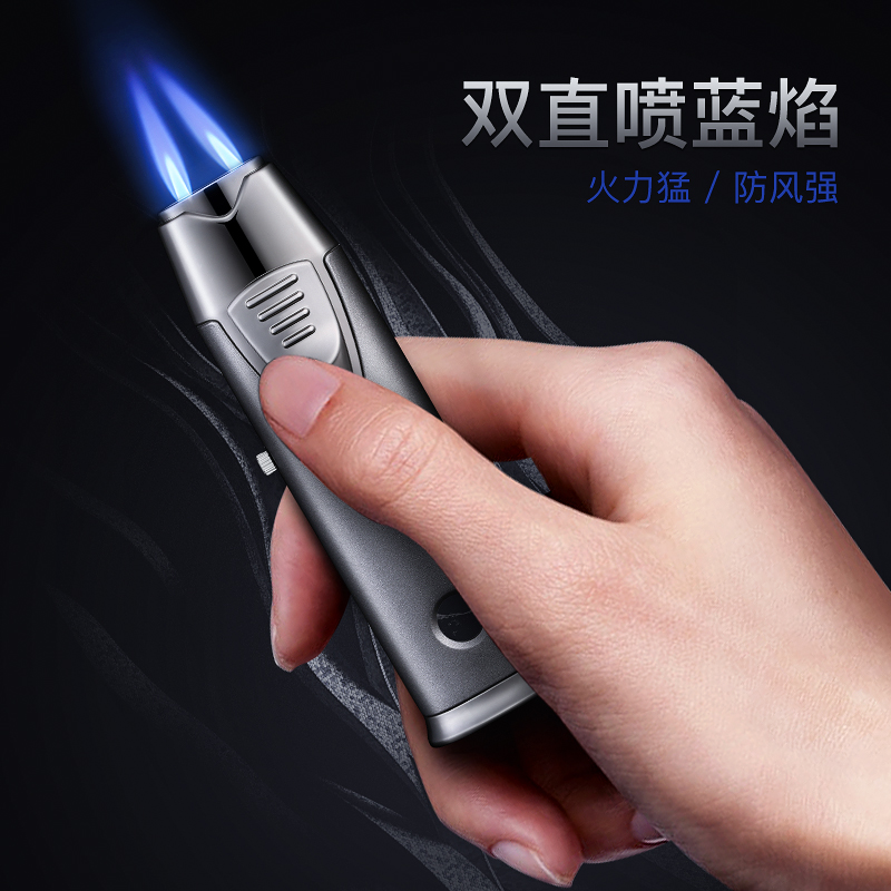 jobon中邦防风打火机充气气体个性创意蓝焰明火直冲雪茄火机金属