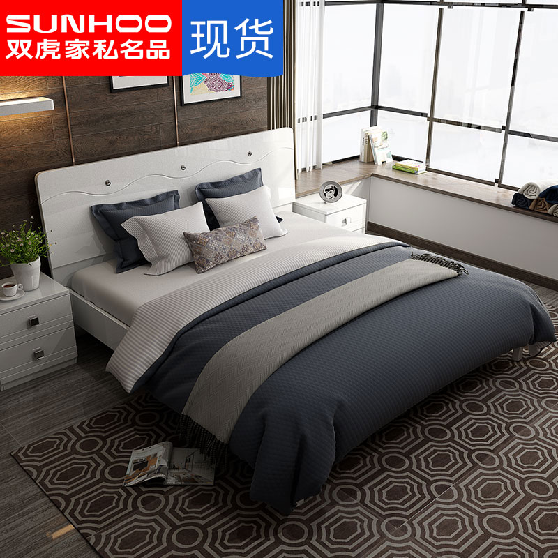 床主卧双人床1.8米现代简约1.5M组合经济型家具小户型储物床B1